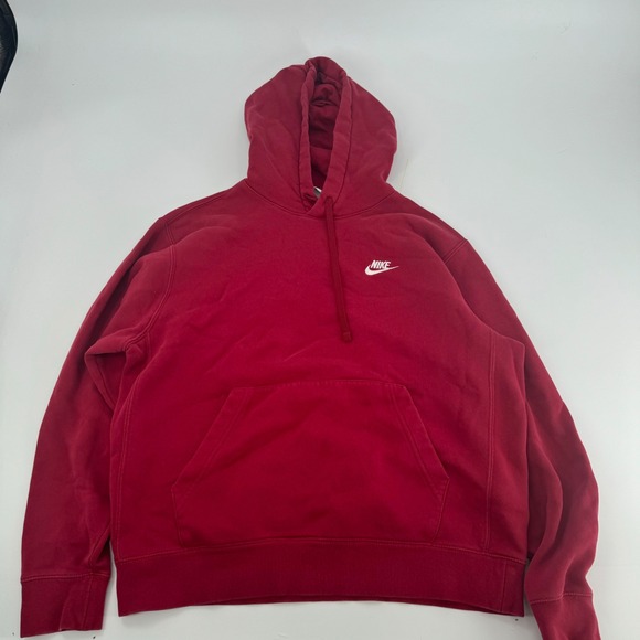 Nike Hoodie Sweatshirt Pullover Mens Medium Red Embroidered Logo Casual - Picture 1 of 2